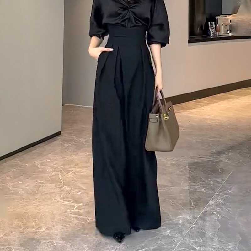 Flowy Wide-Leg Floor-Length Trousers