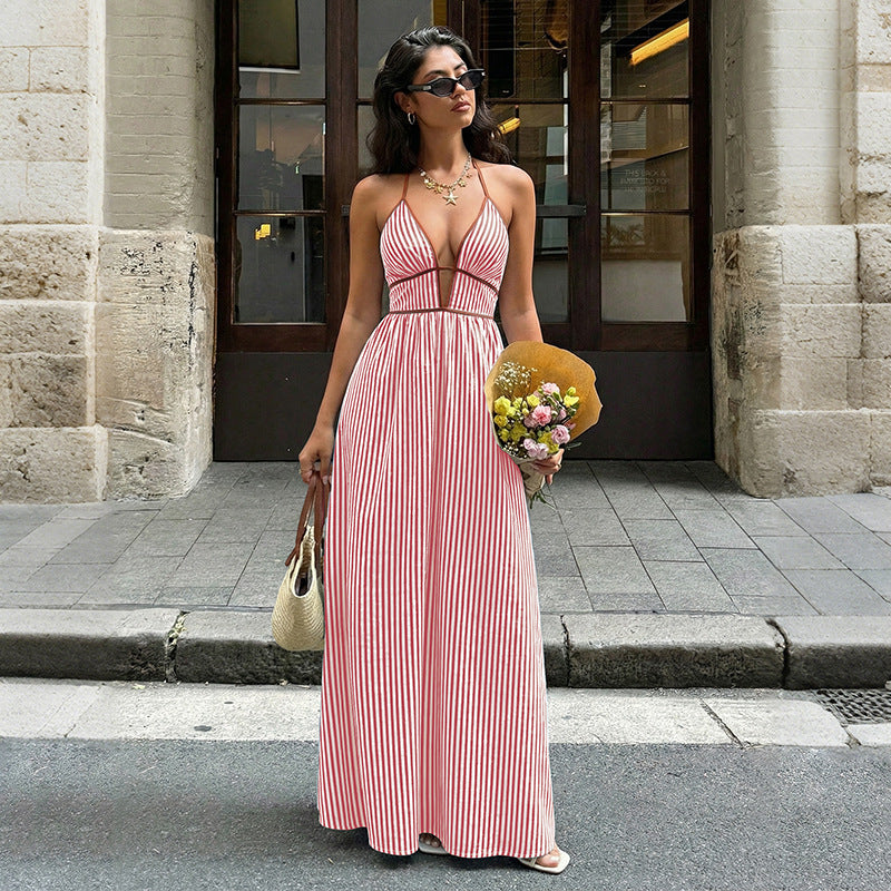 Striped Halter Neck Dress
