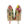 PU Graffiti Pointed Toe Stiletto Heel