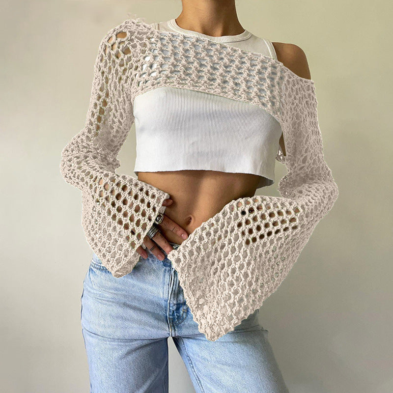 Hand-Knitted Bell Sleeve Sweater