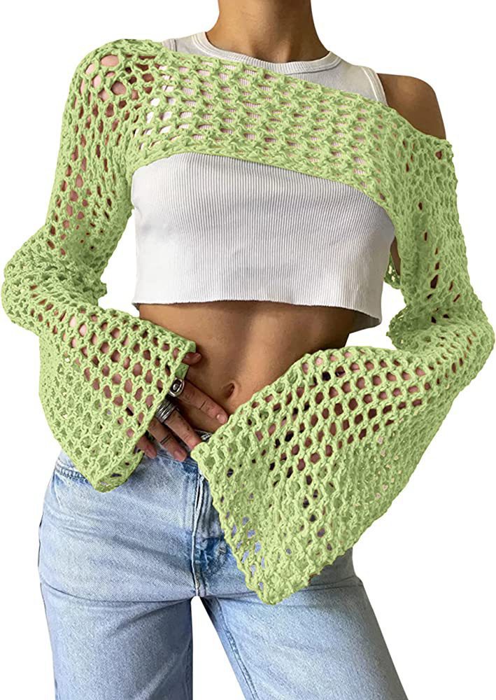 Hand-Knitted Bell Sleeve Sweater