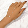 Layered Floral Finger Ring Chain Bracelet