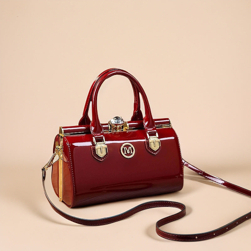 Patent Leather Boston Shoulder Bag