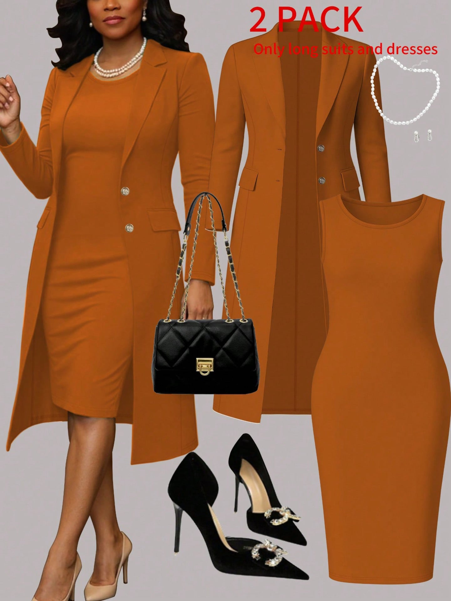 Long Sleeve Suit & Sleeveless Set