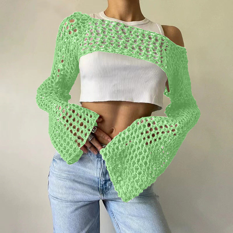 Hand-Knitted Bell Sleeve Sweater