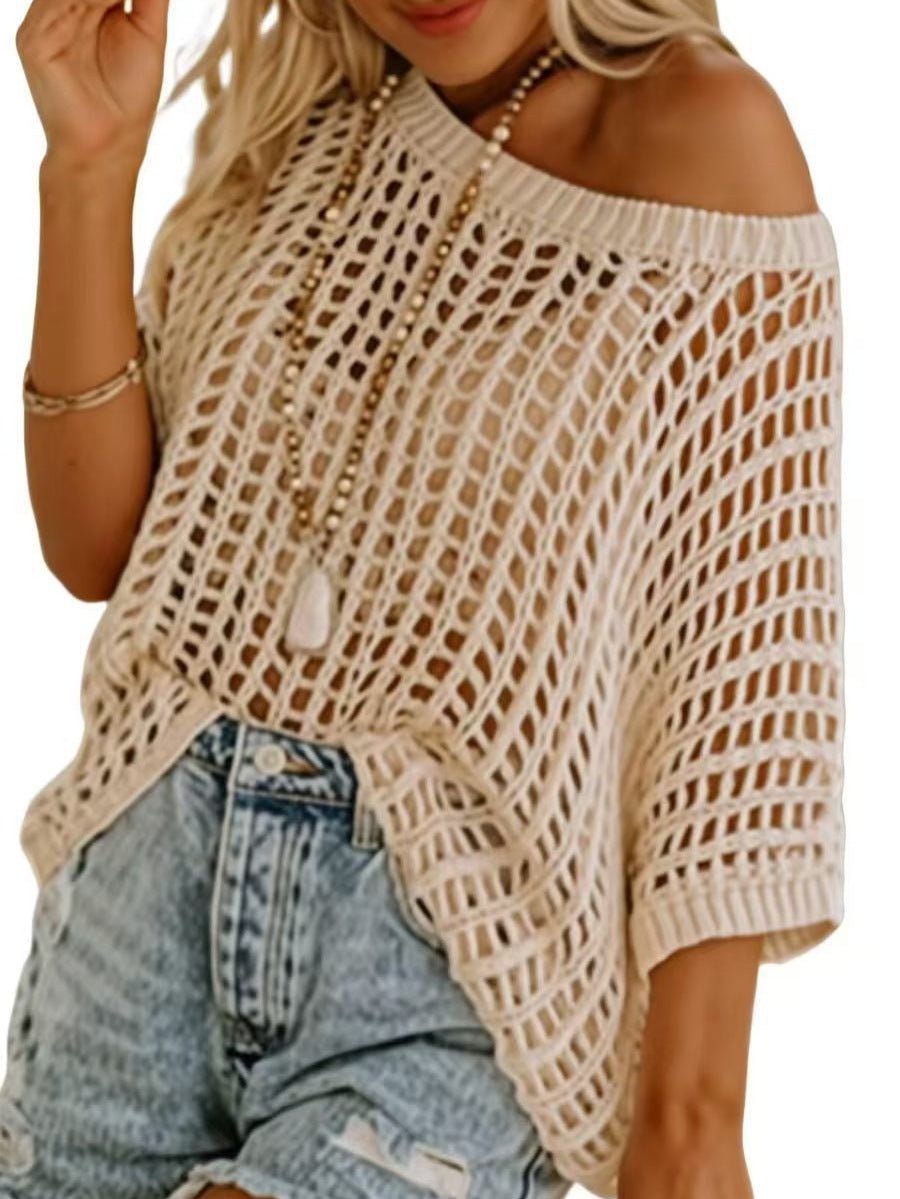 Hollow Knit Beach Cover-Up Pullover