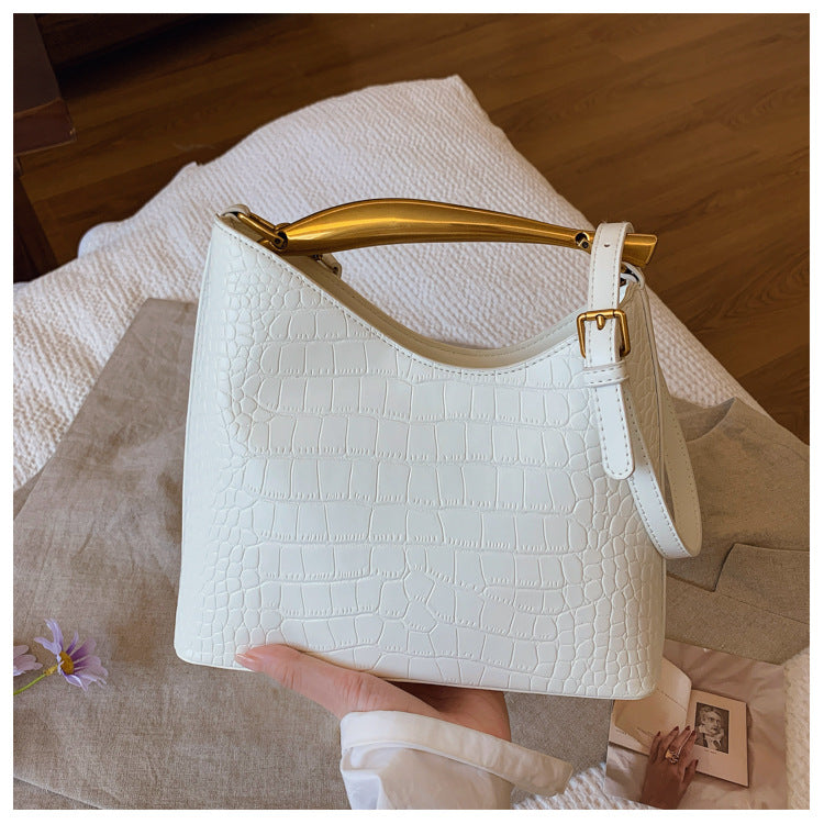 Textured Crocodile Pattern Bucket Bag