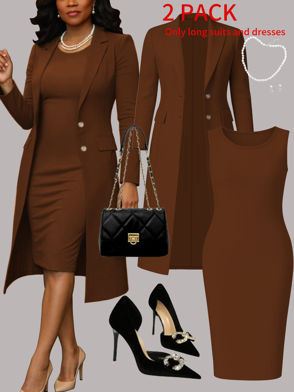 Long Sleeve Suit & Sleeveless Set