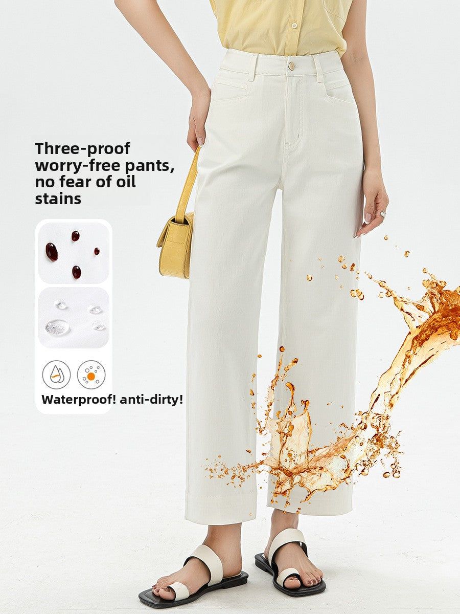 Tencel Hemp Straight Leg Cropped Pants