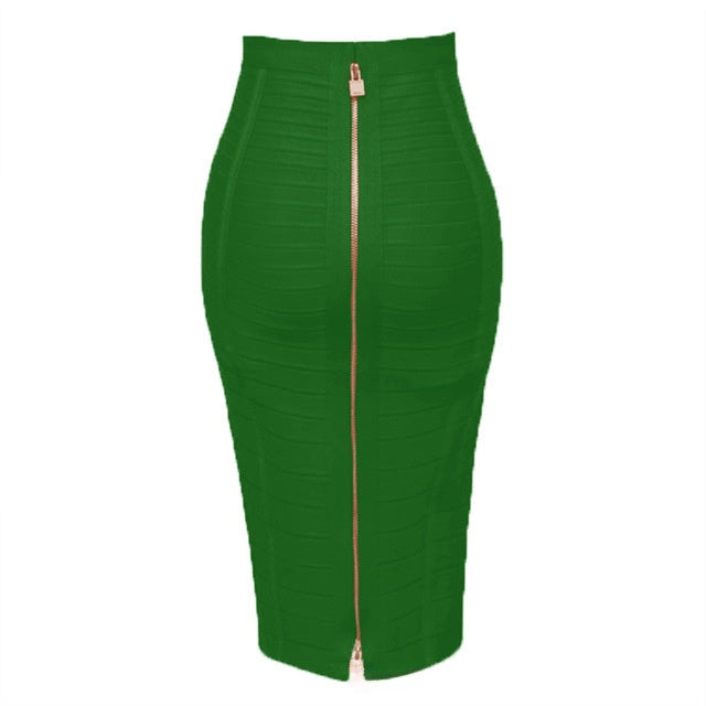Fitted Striped Midi Skirt