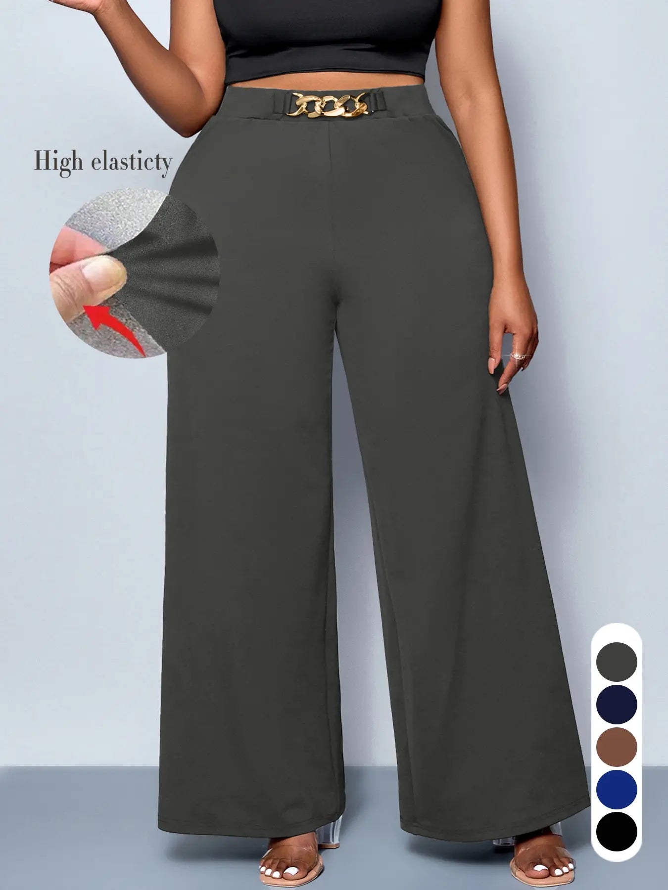 Elevate Your Wardrobe with Women's Plus Size Casual Wide Leg Pants - Comfortable Fitted Knit for All Seasons