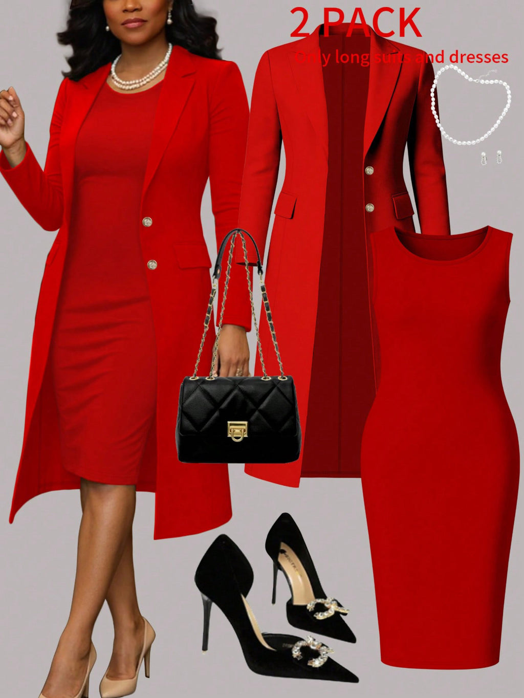 Long Sleeve Suit & Sleeveless Set