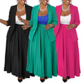 Elegant Pleated Skirt Suit Set