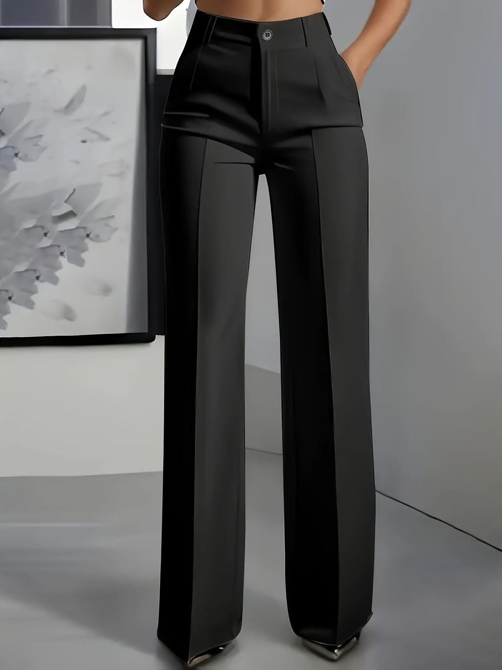 High-Waisted Straight-Leg Simple Suit Trousers