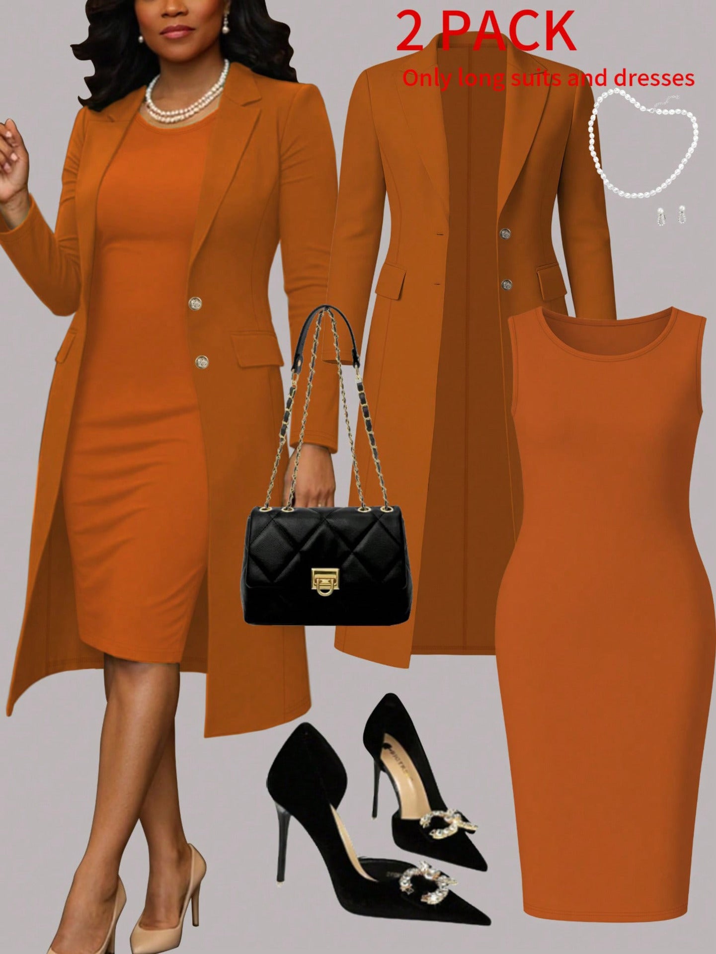 Long Sleeve Suit & Sleeveless Set