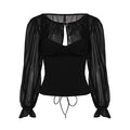 Mesh Long Sleeve Slim Fit Top