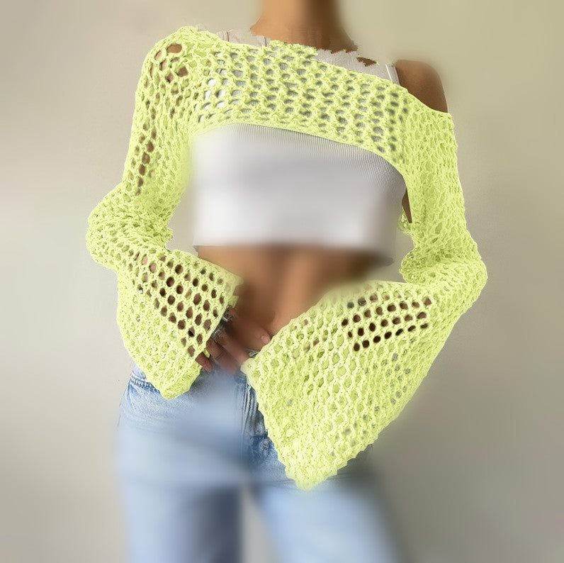 Hand-Knitted Bell Sleeve Sweater