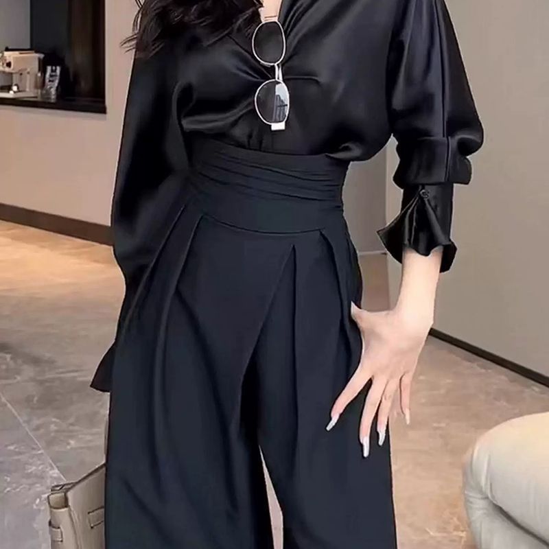 Flowy Wide-Leg Floor-Length Trousers