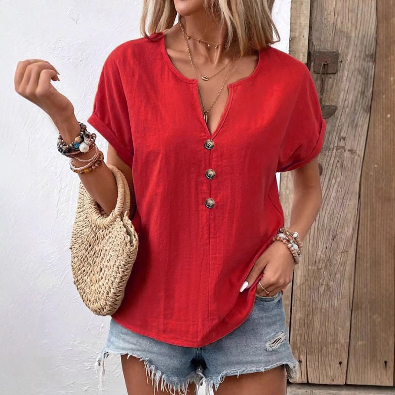 V-Neck Bat Sleeve T-Shirt