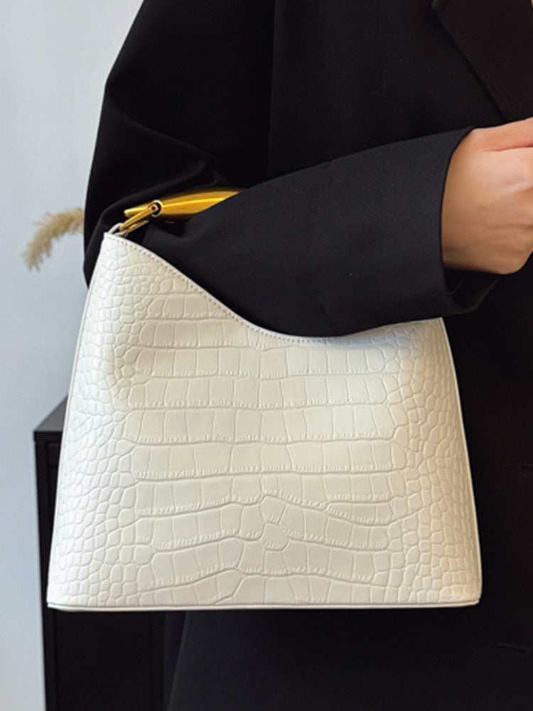 Textured Crocodile Pattern Bucket Bag