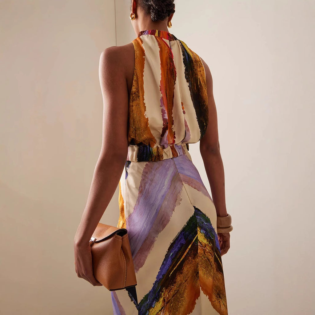 Sleeveless Printed Long Dress