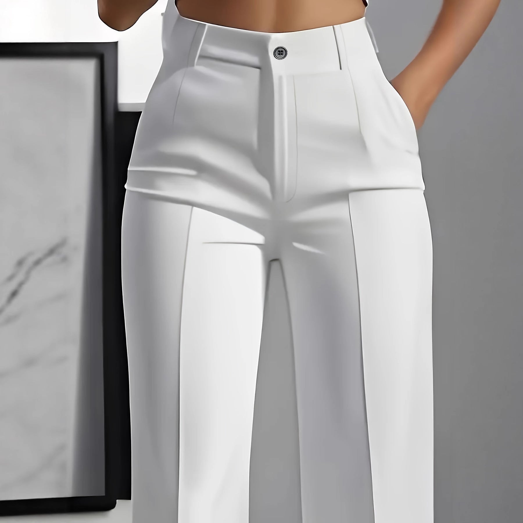 Sleek High-Waist Straight Trousers