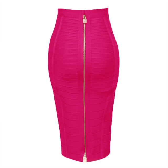 Fitted Striped Midi Skirt