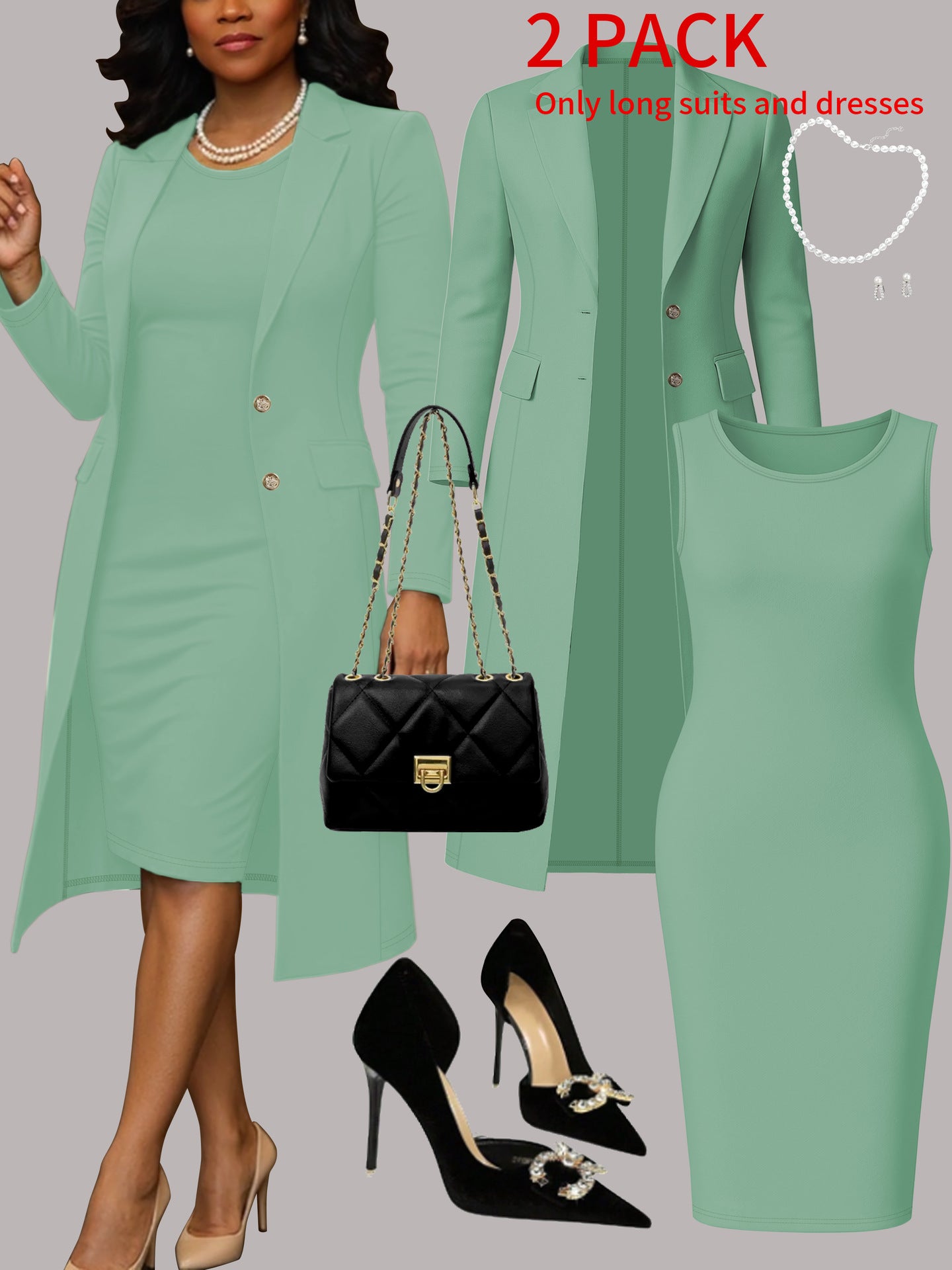 Long Sleeve Suit & Sleeveless Set
