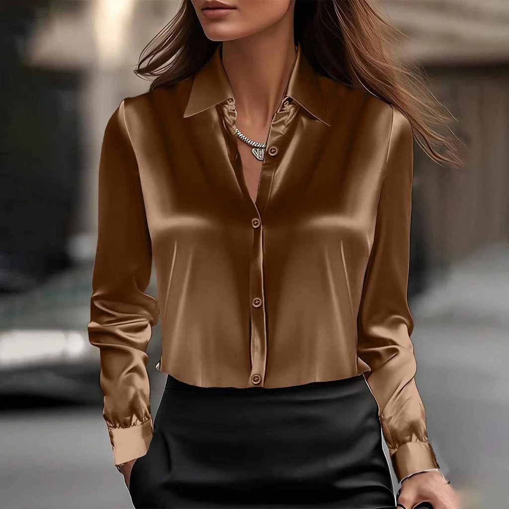 Long Sleeve Satin Blouse