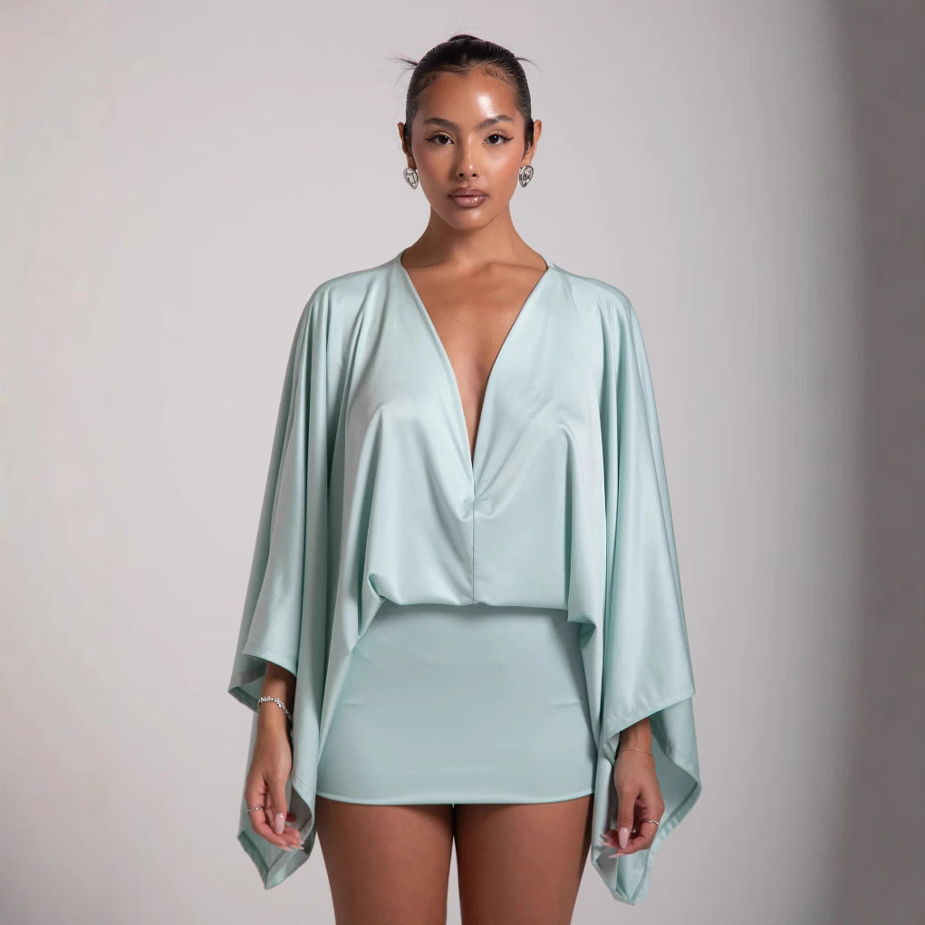 V-Neck A-Line Mini Dress