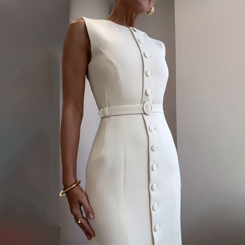 Elegant Belted A-Line Dress