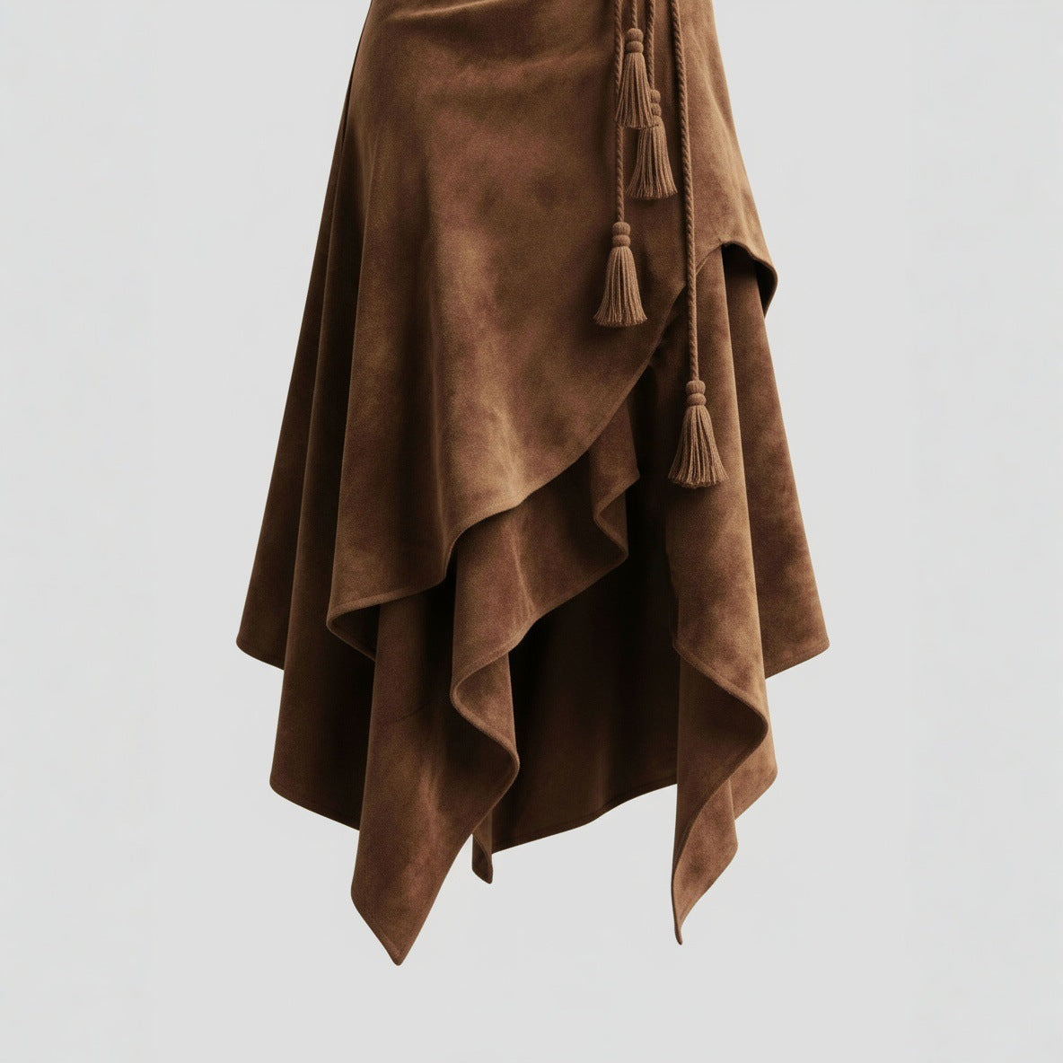 Retro Suede Flared Skirt