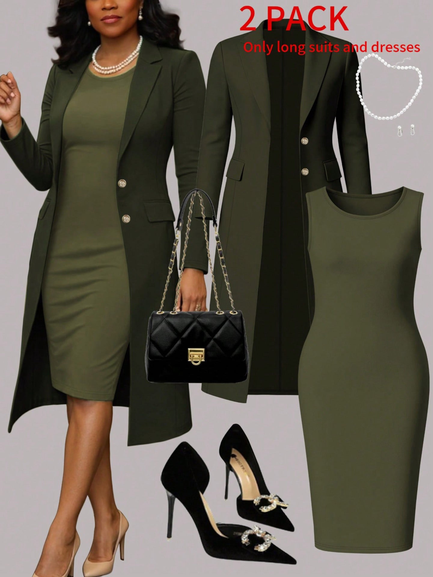 Long Sleeve Suit & Sleeveless Set