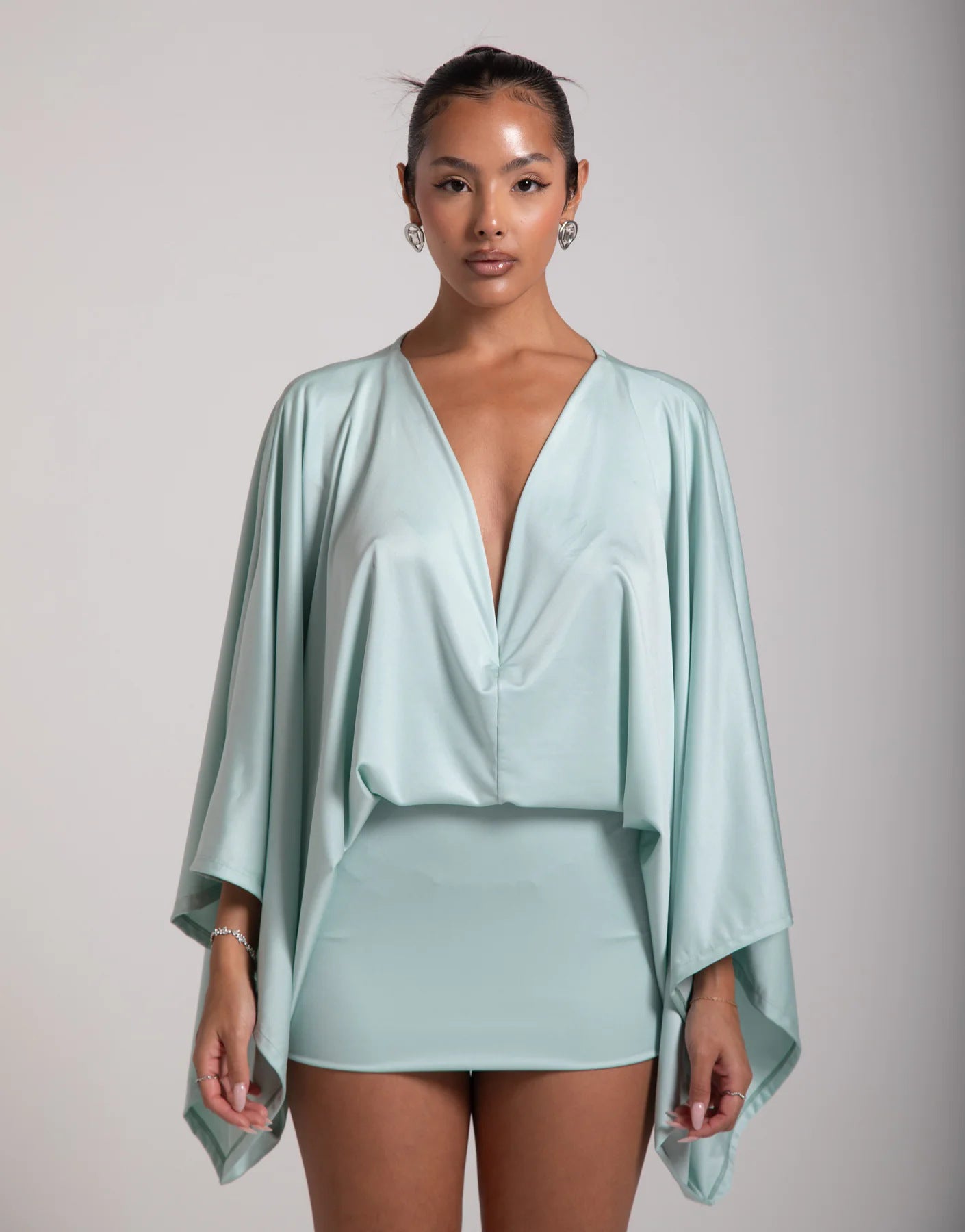 V-Neck A-Line Mini Dress