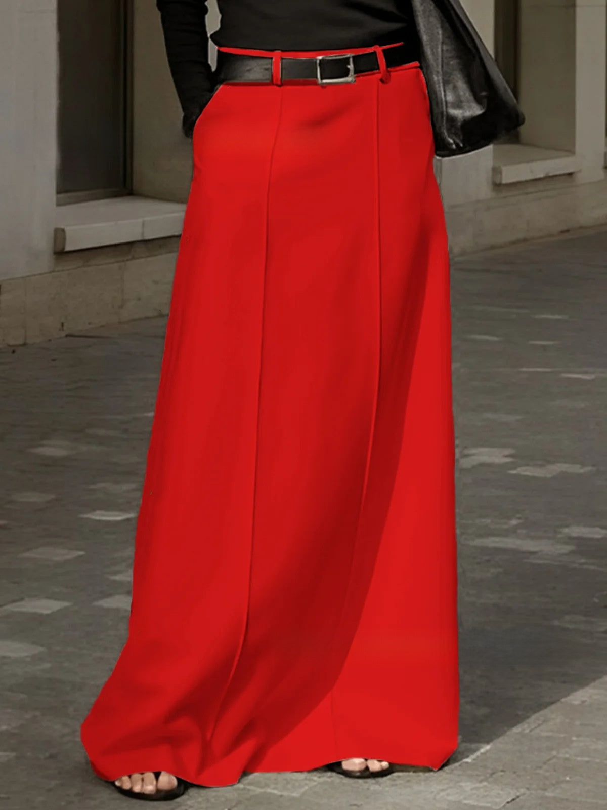 High Waist A-Line Umbrella Maxi Skirt