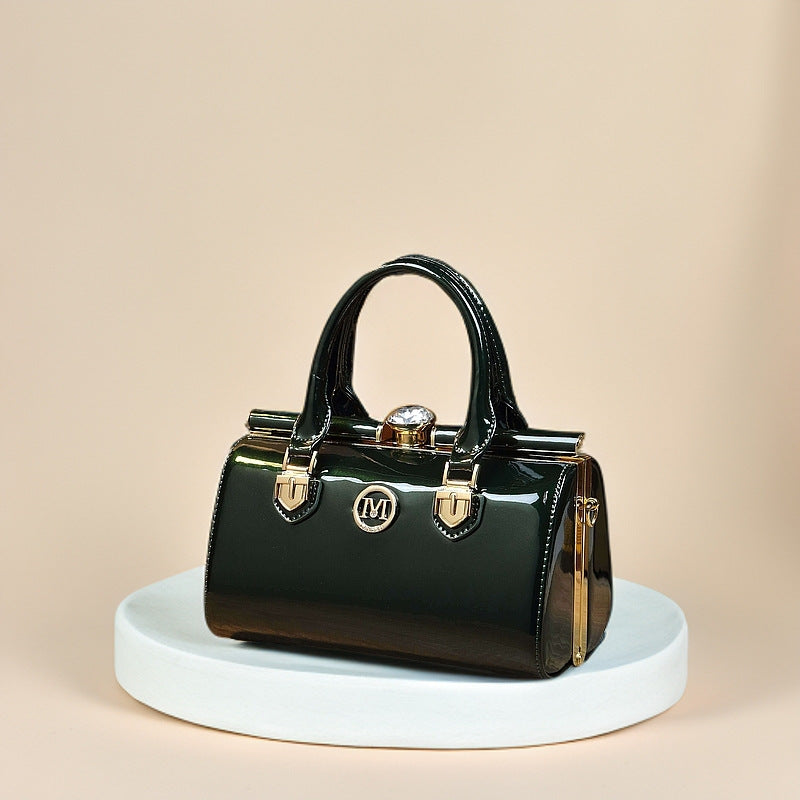 Patent Leather Boston Shoulder Bag