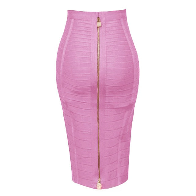 Fitted Striped Midi Skirt
