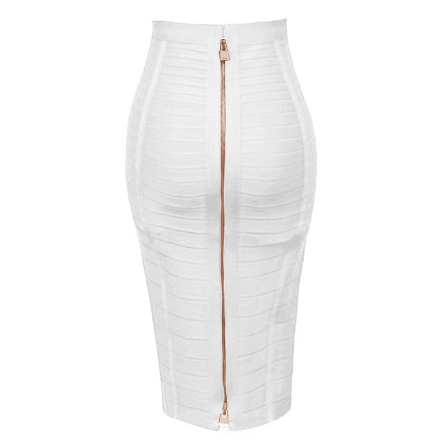 Fitted Striped Midi Skirt