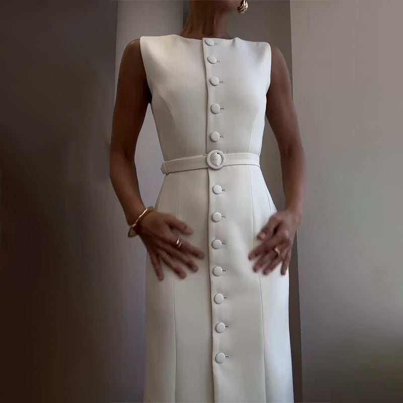 Elegant Belted A-Line Dress