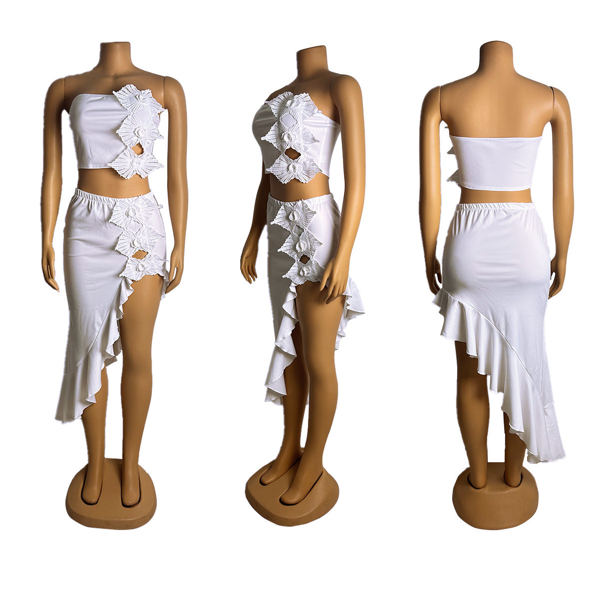 Elegant Ruffled Lace Two-Piece