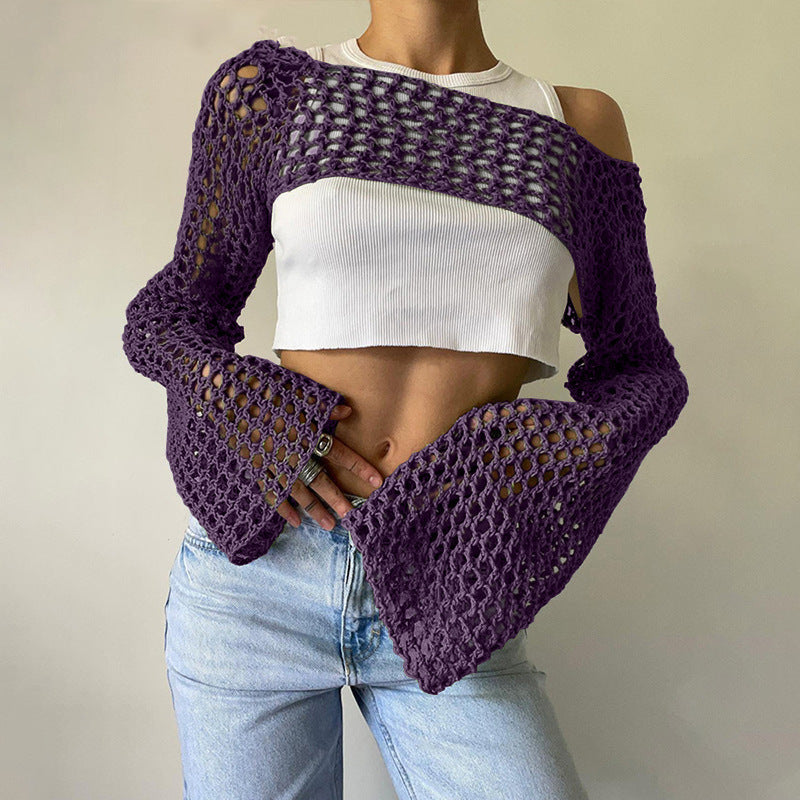 Hand-Knitted Bell Sleeve Sweater
