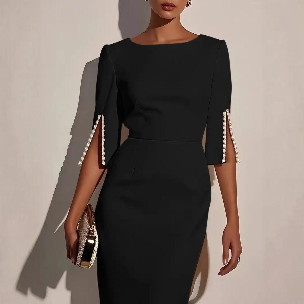 Elegant Beaded Slim Fit Midi