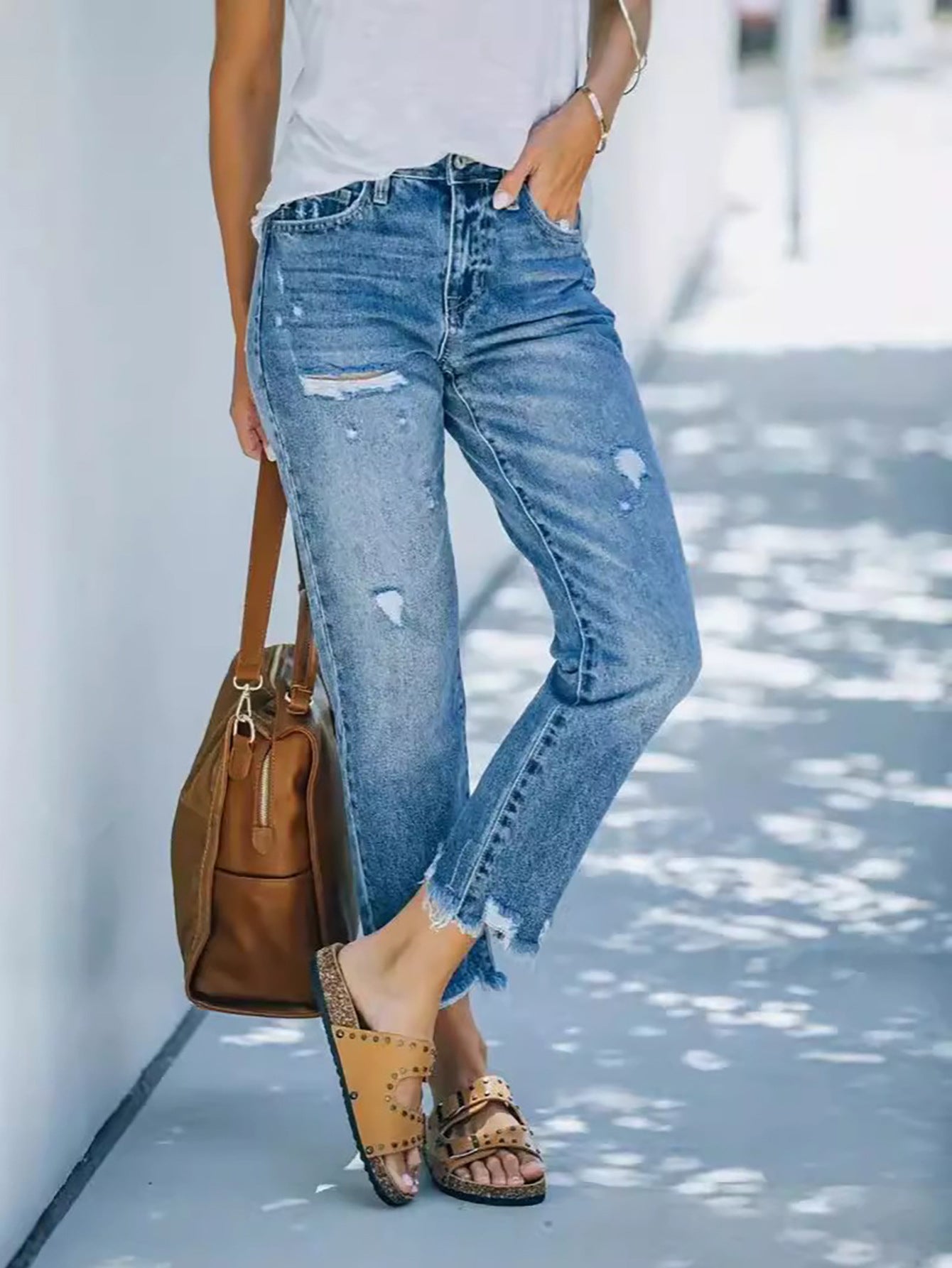 Straight-leg Capri Jeans