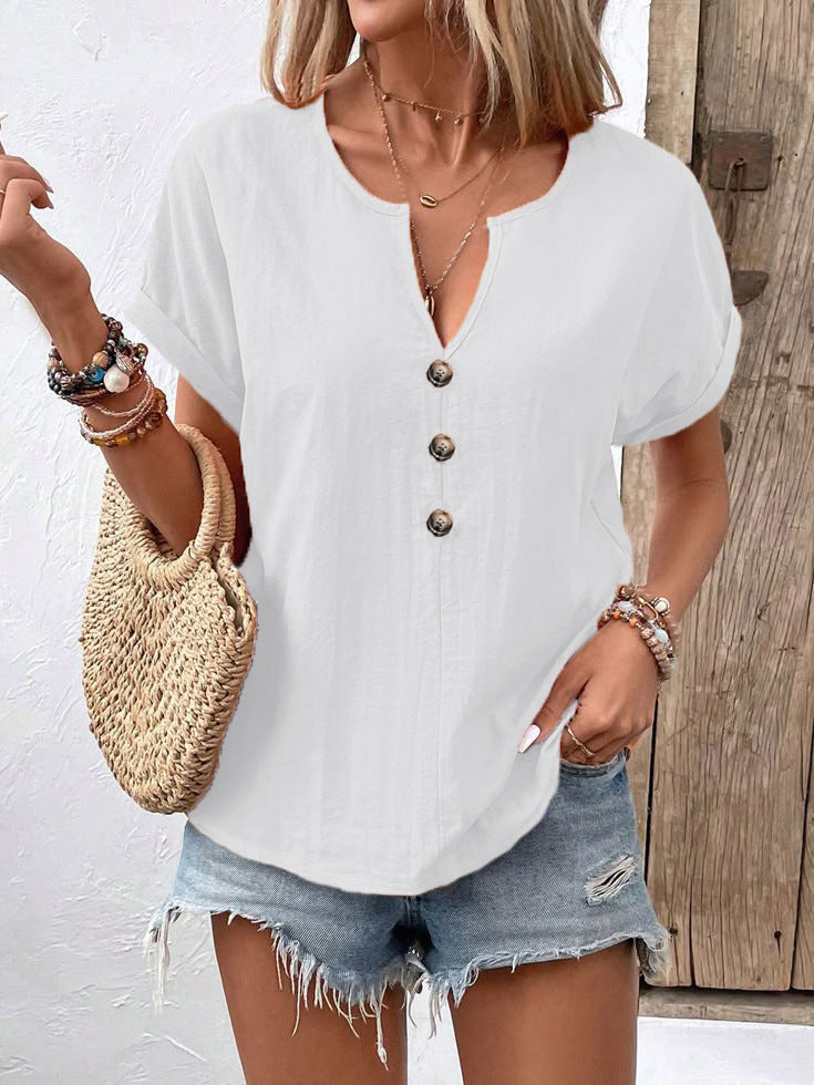 V-Neck Bat Sleeve T-Shirt