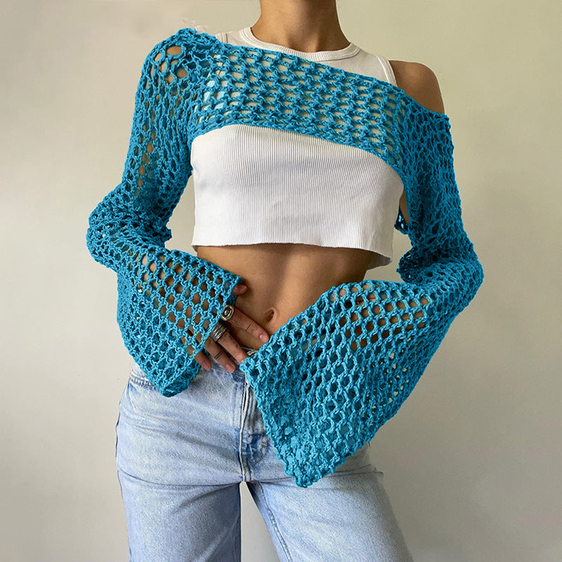 Hand-Knitted Bell Sleeve Sweater
