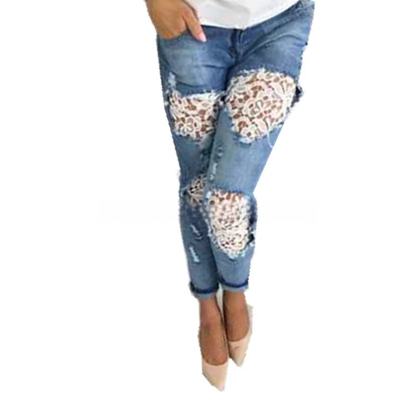 Mid-Rise Stretch Ripped Straight Leg Jeans