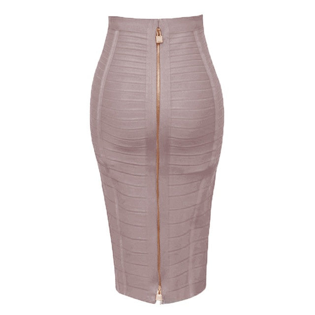 Fitted Striped Midi Skirt
