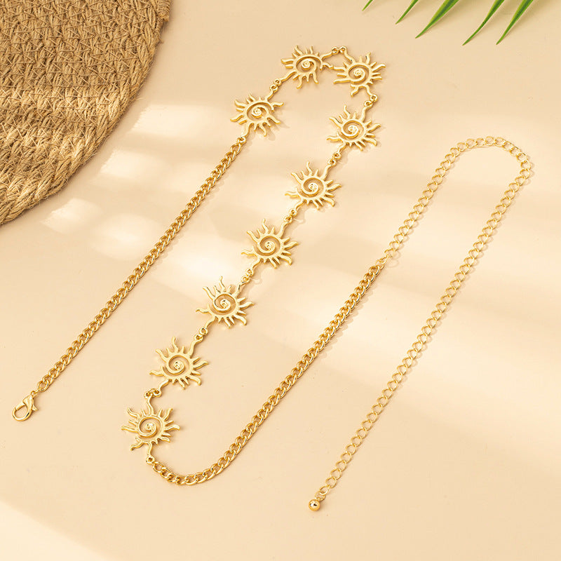 Metal Irregular Sun Waist Chain