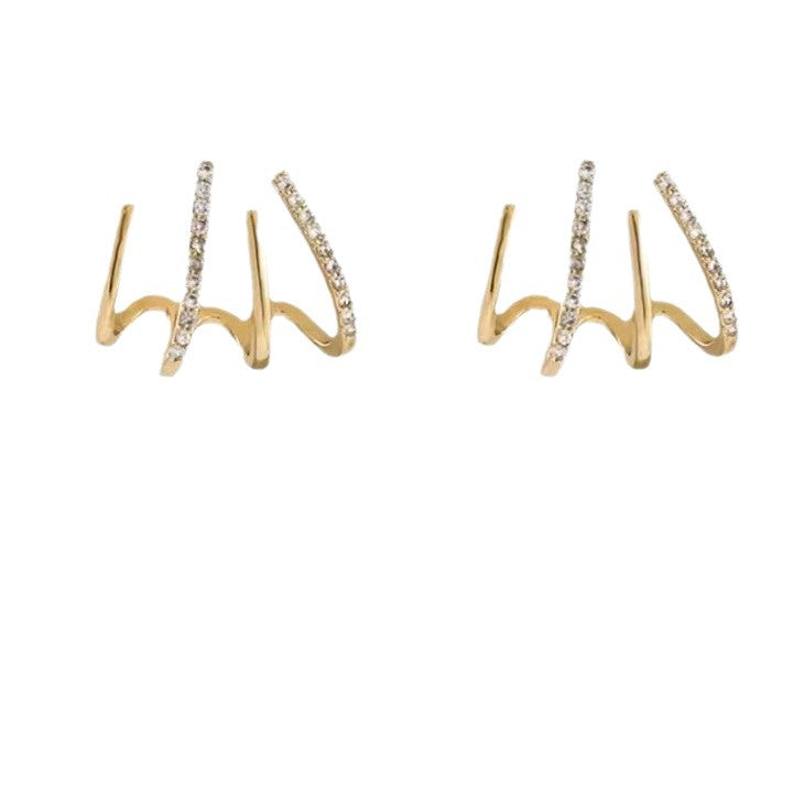 Geometric Diamond Encrusted Silver Earrings