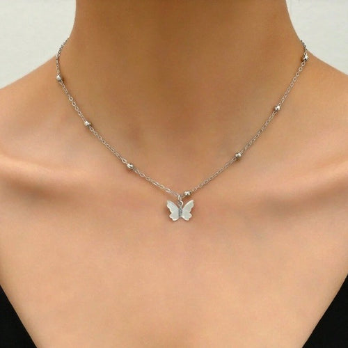 Adjustable Butterfly Bow Pendant Alloy Necklace